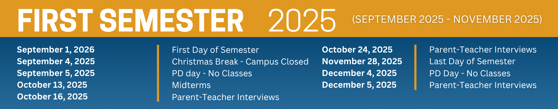 academic events - 1st semester